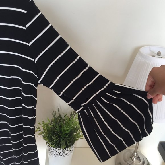 Striped Top with Trumpet Sleeves - Picture 3 of 3